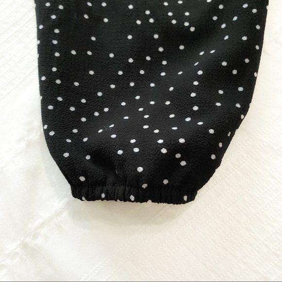 Zara BLACK WHITE POLKA DOT LACE UP RUCHED HALF SLEEVE MIDI DRESS - S - Picture 13 of 13